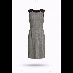 LOFT Herringbone Sheath Career Work Dress Black Gray Size 8